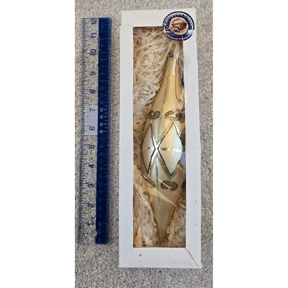 Antique‎ European Glass Hand Blown Poland Christmas Teardrop Ornament SEE DESC